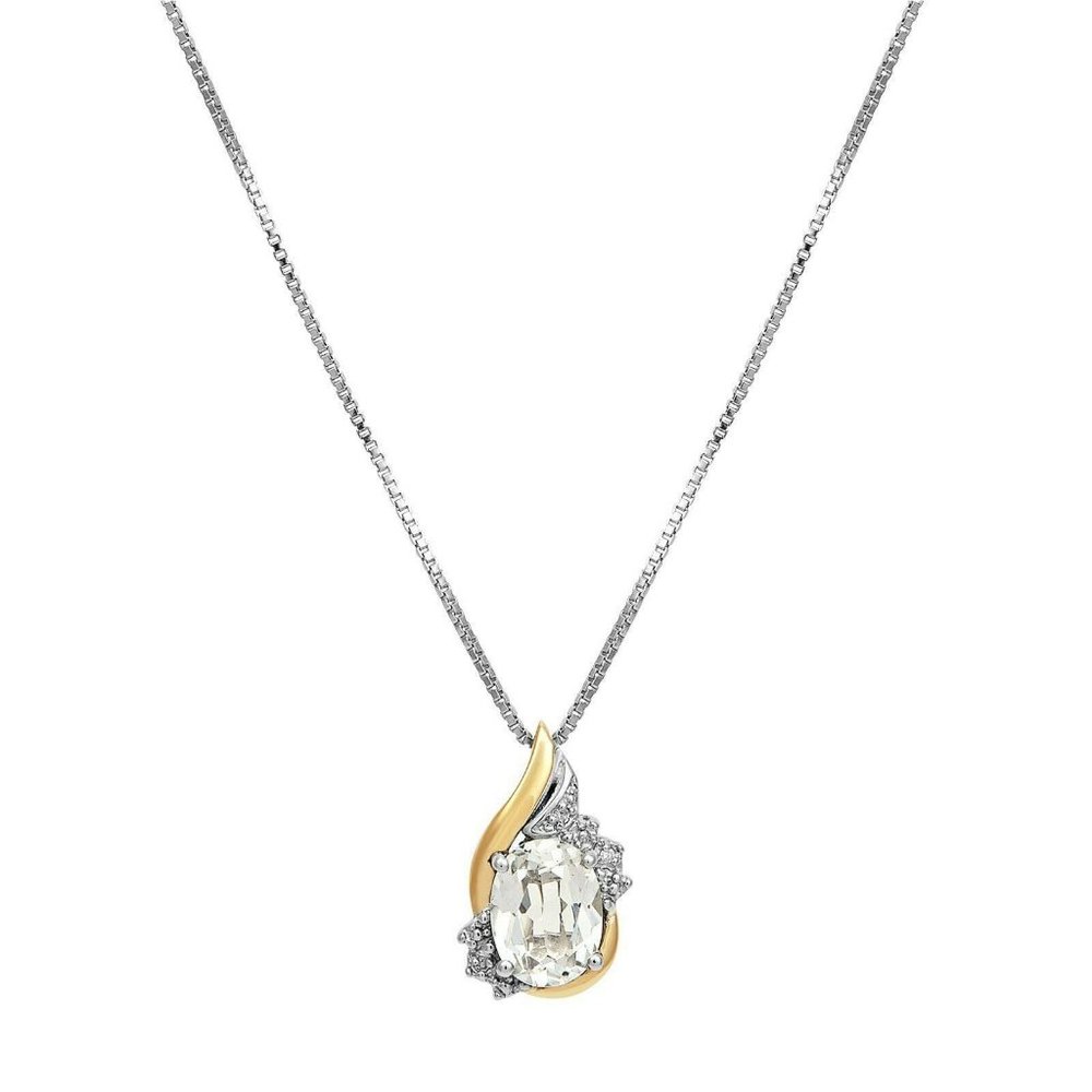 White Topaz & Diamond Birthstone Pendant Necklace